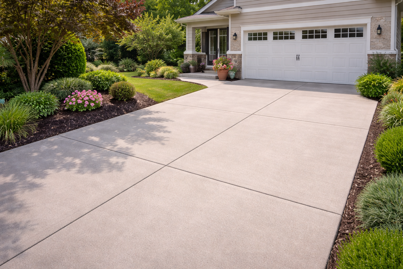 Clean concrete driveway in Powell River representing professional concrete cleaning services